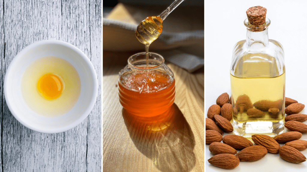 keratin treatment at home - Egg Yolk, Honey, & Almond Oil 