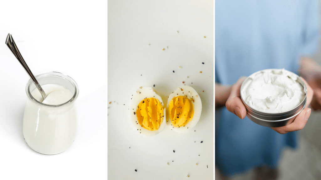 keratin treatment at home - Yoghurt, Egg, and Cream 
